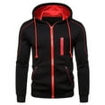 thumbnail image 4 of Men’s Hoodies Full Zip Up Hooded Sweatshirt Casual Lightweight Fleece Jacket With Drawstring Hood and Multiple Pockets Red,Size M-3XL, 4 of 4