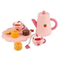 thumbnail image 1 of Tea Party Tableware Wooden Handicraft Toy Kitchen Pretend Play Set Cooking Coffee Bread For Toddlers Kids Birthday Gift Favors, 1 of 7
