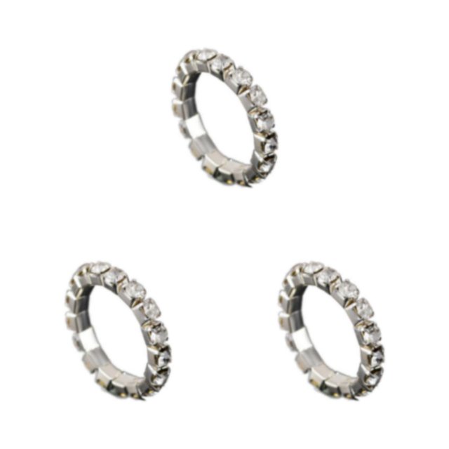 Transemion Anneau Élastique Incrustations de Cristal à la Mode pour l'Alliage de Présence Élégant Est Argent 1 Rangée 3Set