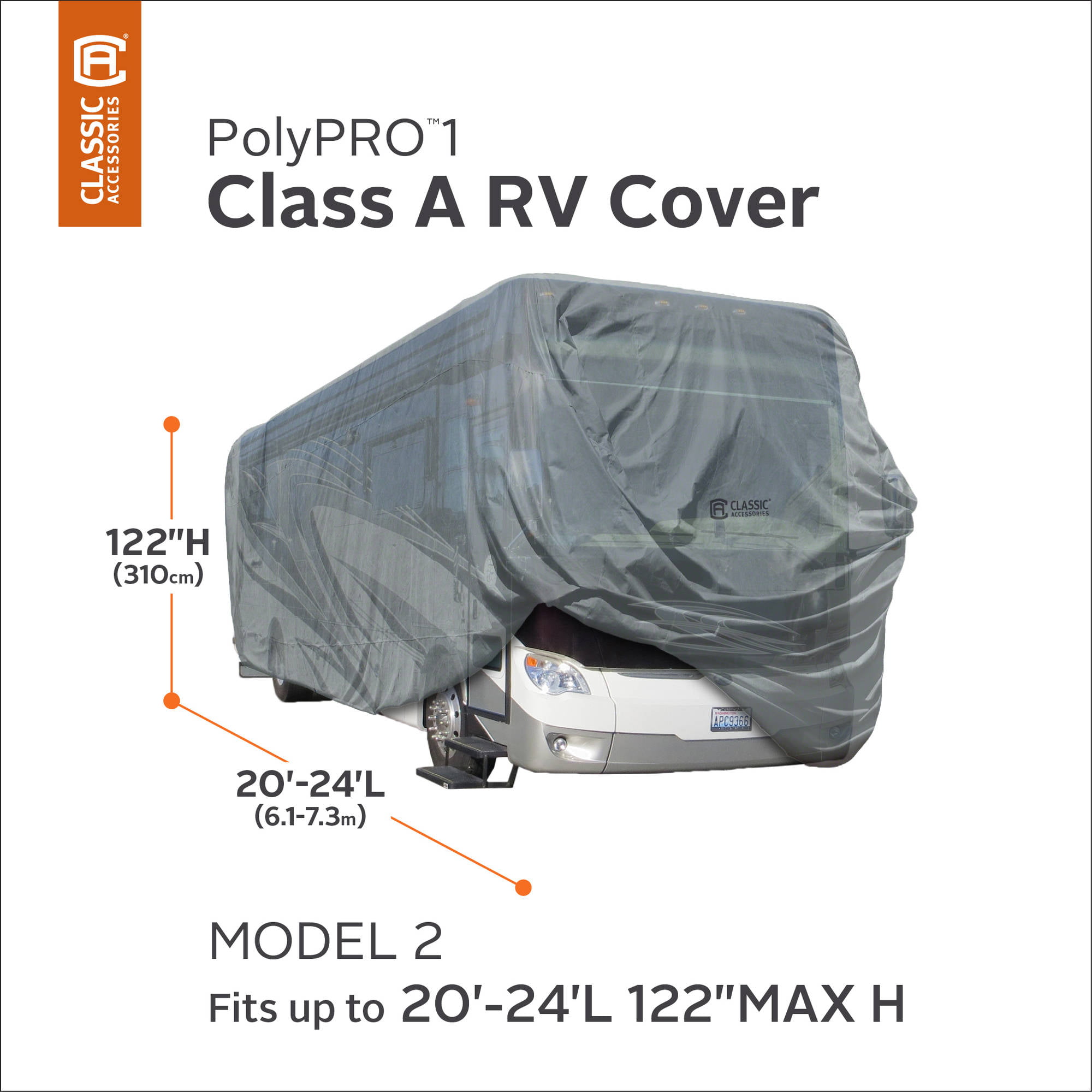 Classic Accessories OverDrive PolyPro 1 Cover for 20 to 24 Class A RVs 
