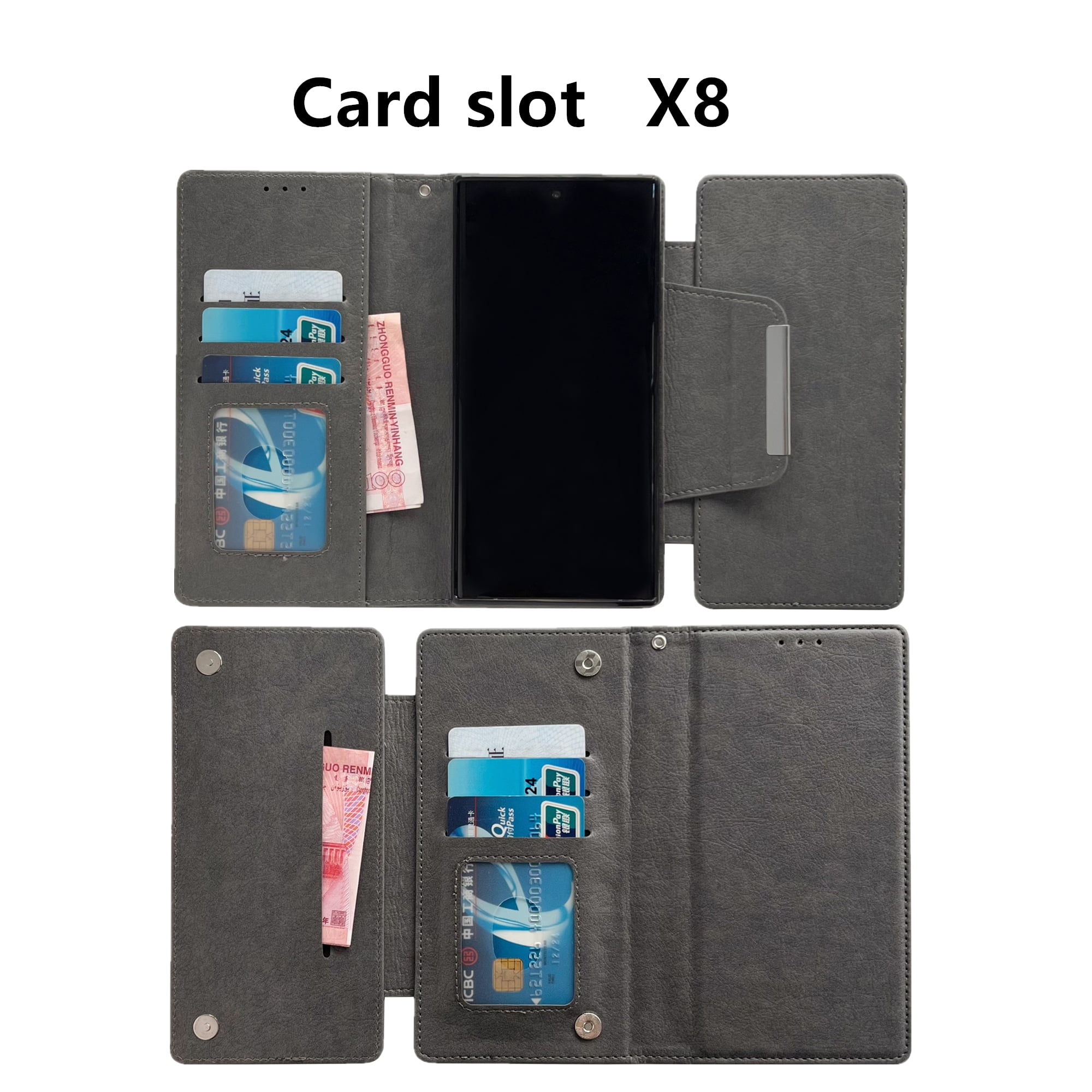 Designed For Samsung Galaxy S25 Wallet Phone Case,Detachable PU Leather Magnetic Flip,With Card Slots,Flip Folding Kickstand,Heavy Duty Anti-fall Shockproof Rugged Phone Case,Gray