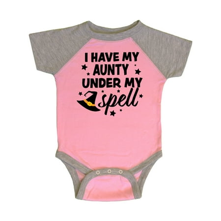 

Inktastic I Have My Aunty Under My Spell with Cute Witch Hat Gift Baby Boy or Baby Girl Bodysuit