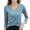 Blue, variant on Women's Striped Long Sleeve Slim Fit V Neck T Shirt, 82% Polyester+12% Rayon+6% Spandex, Color Contrast, S XXXXL Sizes