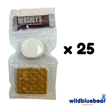 WBB | SMORES KIT STRIP | Individually packaged set : Graham Crackers, Marshmallow, Chocolate | 25 sets (Milk)