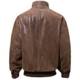 thumbnail image 2 of FLAVOR Men's Real Leather Bomber Casual Jacket (Medium, Brown), 2 of 6