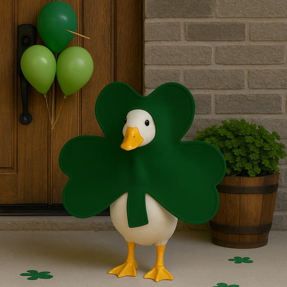 Yannianjz under $5 St. Patrick's Day Goose Costume, St. Patrick's Day Shamrock Goose Costume, 23in Yard Goose Outfit, Holiday Porch Goose Decor, Irish Themed Goose Dress, Festive Garden Goose Attire