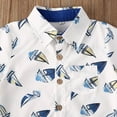 thumbnail image 3 of Summer Children Two Piece Baby Boy Outfit Short Sleeve Sailing Boat Print Shirt Solid Color Shorts, 3 of 4