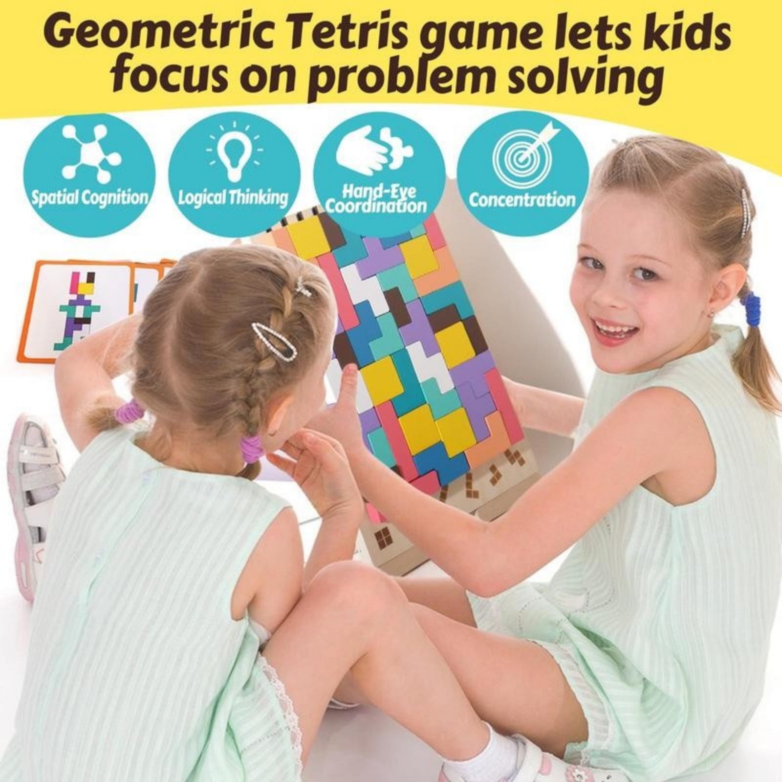 BUTOMKY Montessori Wooden Block Puzzle - 3D Russian Stacking Jigsaw, Colorful Educational Brain Teaser Toy, Family Activity Board Game & Ideal Gift for 3-5 Year Old Boys & Girls