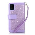 thumbnail image 6 of Dteck Wallet Case For Samsung Galaxy A71 (4G), Luxury Glitter Bling PU Leatether Zipper Purse Wallet Case with Built-in 9 Card Slots / Hand Strap, Purple, 6 of 6