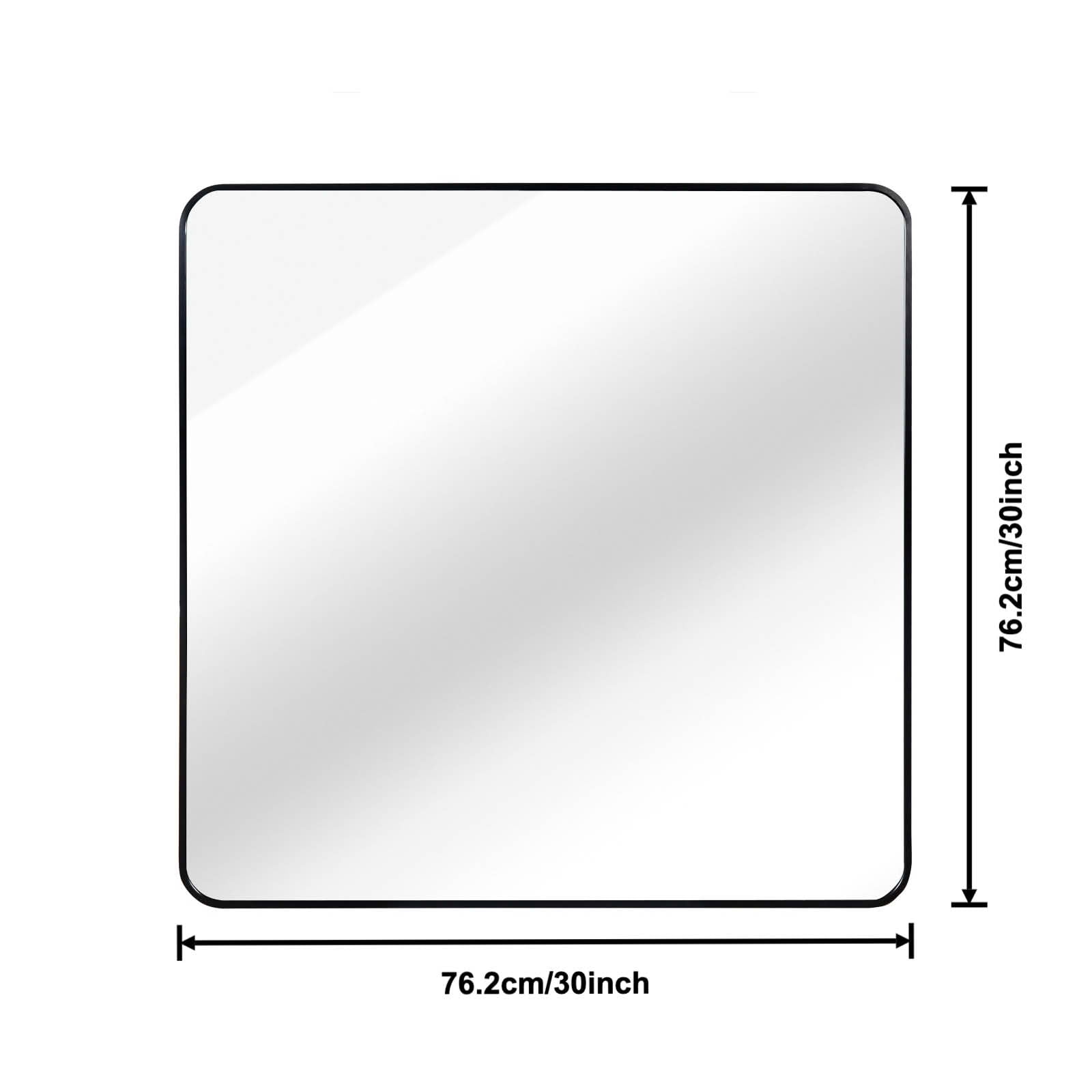 MAYEERTY 30x30 Inch Black Metal Framed Square Bathroom Wall Mirror, for Bathroom Vanity Area