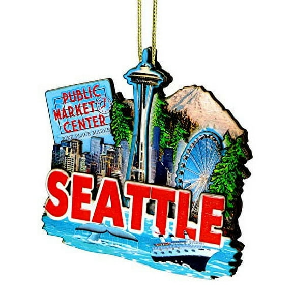 3D Seattle Christmas Ornament