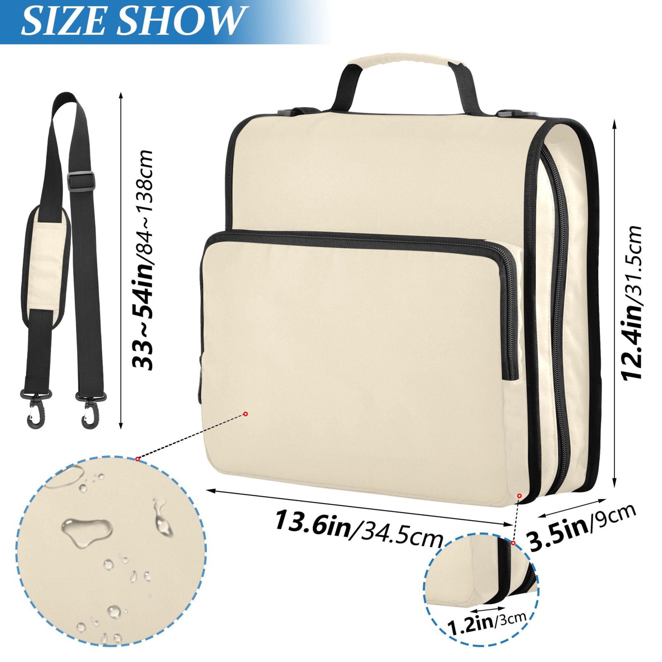 3 Ring Zipper Binder with Shoulder Strap Waterproof Trapper Keeper 2 Inch D-Ring 500 Sheets Capacity Cream