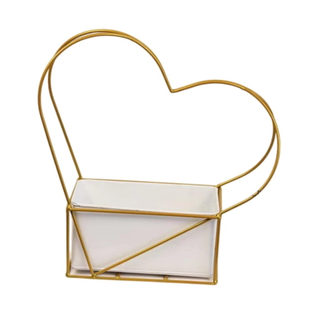 Organizador de canasta de flores en forma de corazón Diseño simple Sembradora de metal geométrica de hierro para mesas de recepción de jardín Oficina 36CMX22CMX11CM