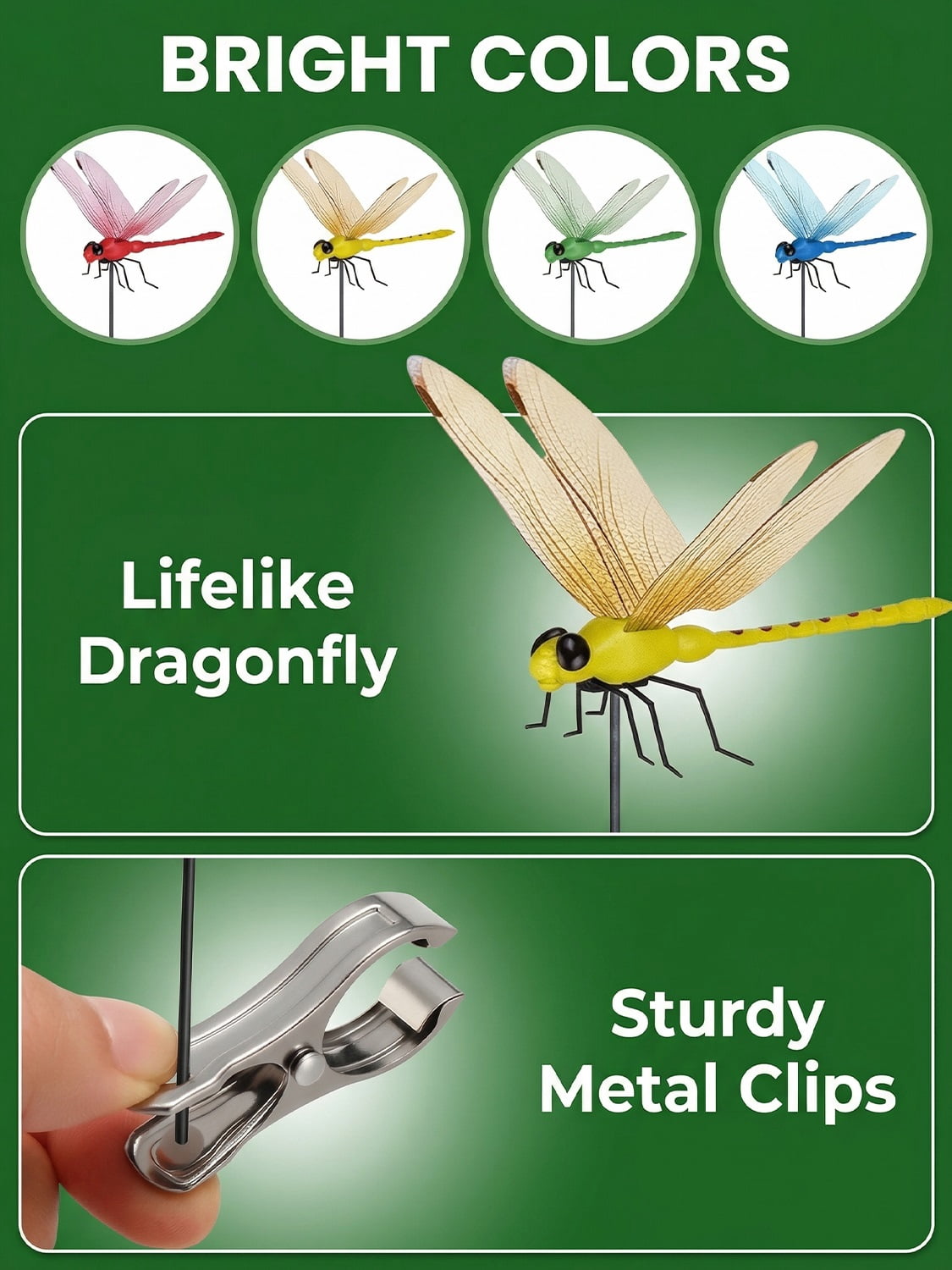 Dragon Fly Clips For Bugs Repellent Dragonfly Clip Bug Repellent To Keep Away Artificial Fake 3D Dragonflies With Clip On For Hat Outdoor Garden Yard Patio Plastic Decorative