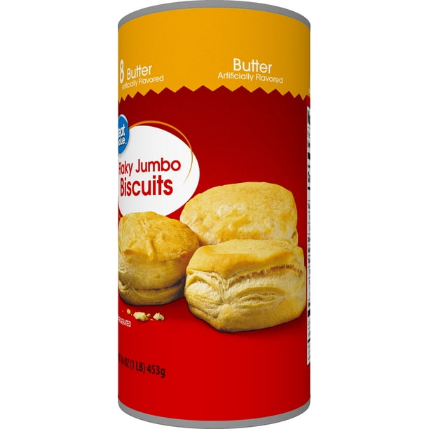 Great Value Flaky Jumbo Biscuits, Butter Flavor, 8 Count