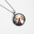 thumbnail image 4 of Eiffel Tower Elegant Circular Glass Pendant Necklace, 4 of 5