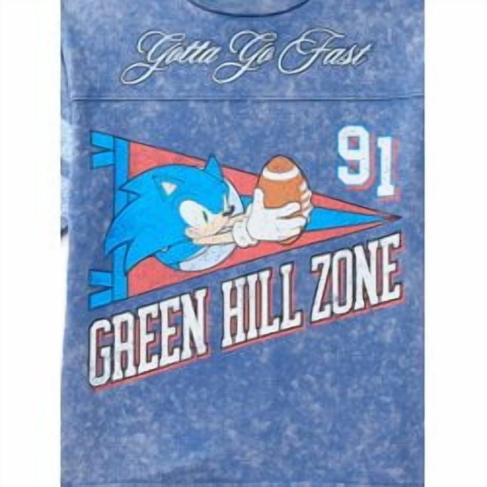 Sonic the Hedgehog Boys Mineral Washed Graphic Football Tee with Short Sleeves, Sizes 4-18