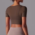 thumbnail image 4 of Oplxuo Short Sleeve Gym Workout Crop Tops for Women Sexy Sheer Mesh Cutout Fitted Yoga Running Shirts Going Out Blouse, 4 of 4