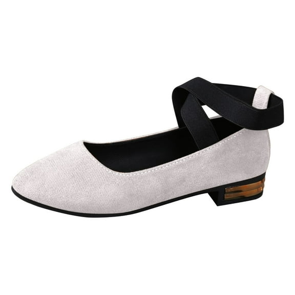 Xiaoxatg Stylish Women's Casual Shoes for Work Dates and Leisure - Comfortable On with Elastic Bands and Block Heels for All Seasons 9 White
