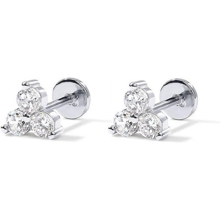人気ブランド【PAVOI】CZ Lotus Stud Flat Backピアス PAVOI 925 Sterling Silver Cubic Zirconia Flat Back Stud