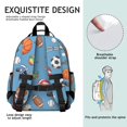 thumbnail image 5 of Football and Golfball Blue Pattern Cute School Backpack Bag for School with Padded Back and Adjustable Shoulder Straps 15.25"x11.5"x5.25", 5 of 5