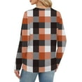 thumbnail image 5 of Nokdvo Sweatshirt Women Trendy Plaid Crew Neck Pullover Long Sleeve Casual Loose Fit Tops,Orange L, 5 of 5