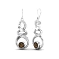 thumbnail image 2 of Boucles d'Oreilles Pendantes Rondes 5mm Quartz Fumé en Argent Sterling 925 pour Femmes Mariage, 2 of 3