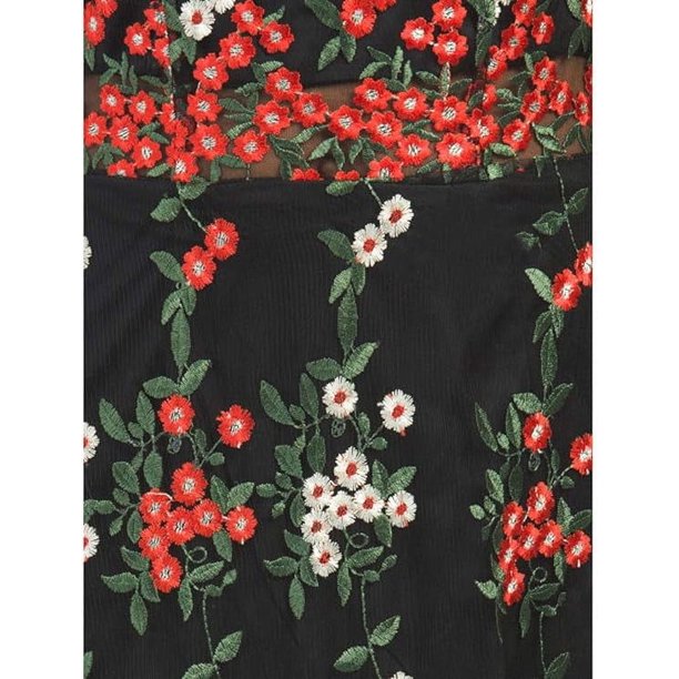 Vone Victorian Neck Floral Embroidered Midi Dress, Black Multi - 8 -  Walmart Business Supplies