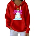 thumbnail image 2 of Yteetum Women's Oversized Christmas Hoodies Crewneck Christmas Print Long Sleeve Knit Pullover Drawstring Hooded Sweatshirts Top Womens Loose Xmas Holiday Print Round Neck Hoodies Fall Clothes, 2 of 4