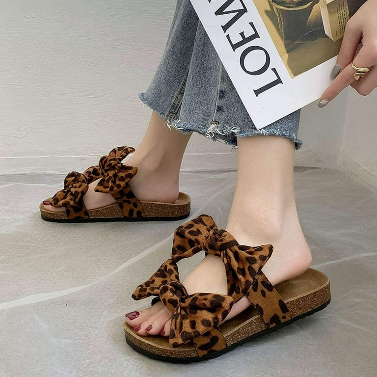 Leopard cork sandals best sale