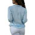 thumbnail image 1 of Fashnice T-shirt Femme Manches Longues Tee Tops Unis Tunique d'Été Décontractée Blouse Bleu Clair m, 1 of 3