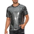 thumbnail image 1 of Camiseta de lentejuelas INSPIRE CHIC para hombres, camiseta metálica de manga corta para fiestas, camisetas brillantes de club a la moda, 1 of 5