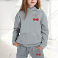 thumbnail image 2 of Girls Winter Outfits Bow Print Long Sleeve Hooded Sweatshirt Joggers Child Comfy Daily Wear Autumn Loose Outfit Set, 2 of 4