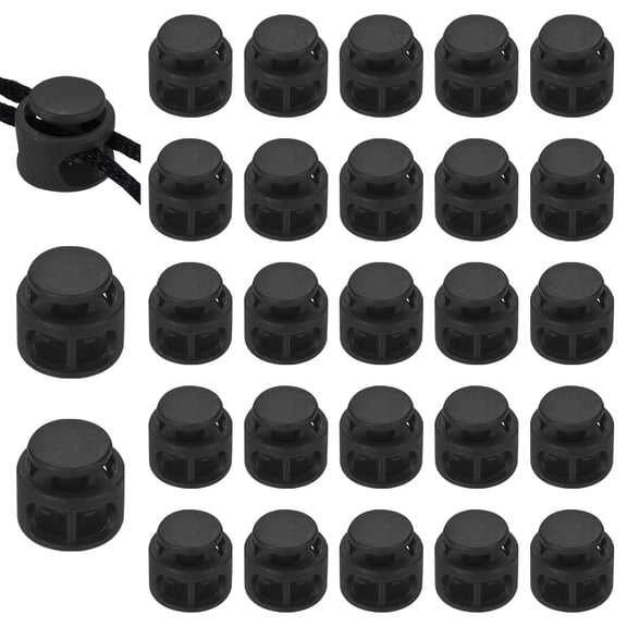 Unique Bargains Assorted Plastic Spring Cord Lock Double-Hole Slider Black