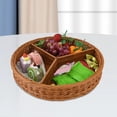 thumbnail image 6 of Hand Woven Serving Basket Imitation Rattan Bread Basket Snack Tray, Handmade Wicker Storage Baskets for Fruits, Vegetables 3 grids, 6 of 8