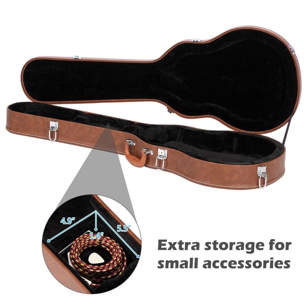 Glarry Electric Guitar Hard Case for GLP Style Guitar, Microgroove Bulge Surface, Brown