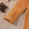thumbnail image 5 of Nafuu Boys Romper Solid Color Crew Neck Long Sleeve Soft Knit Ribbed Outfit Comfortable Autumn Toddler Clothing Leisure Home Boy Jumpsuit,Brown,12-18 Months, 5 of 8