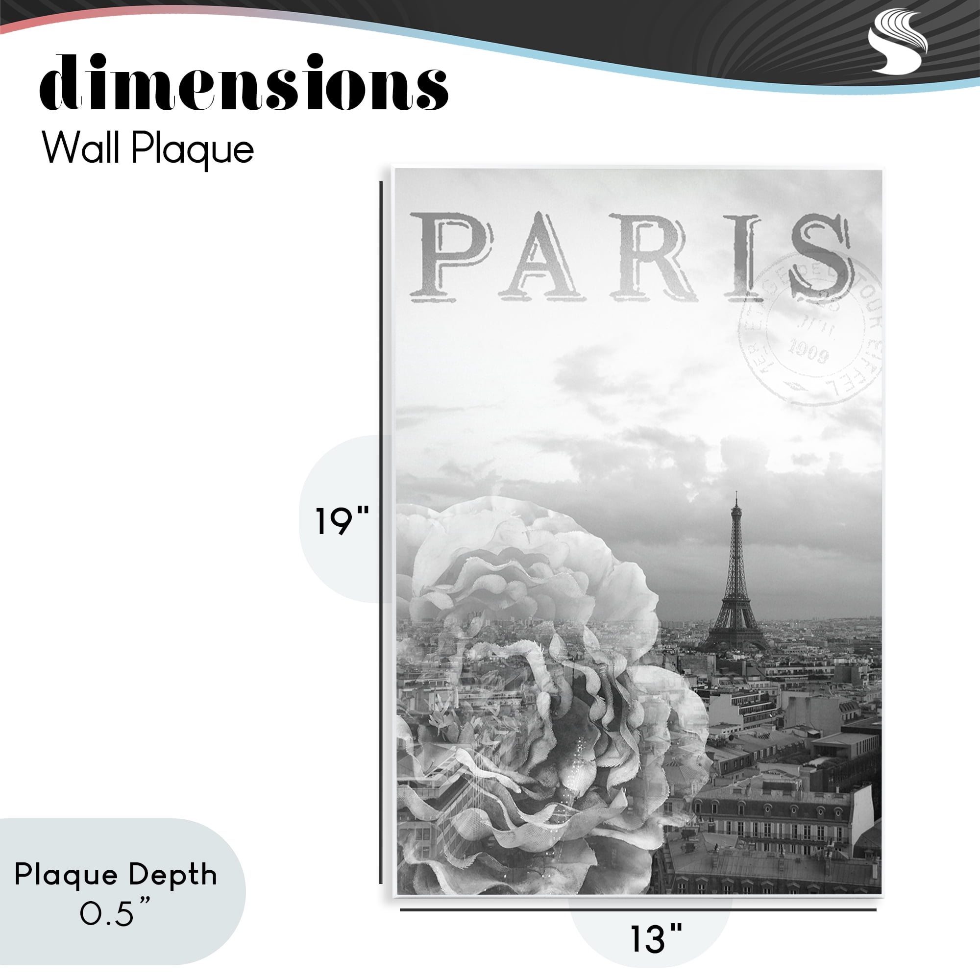 Stupell Industries Paris Postcard in Monochrome Wall Plaque Art, design by Emily Navas