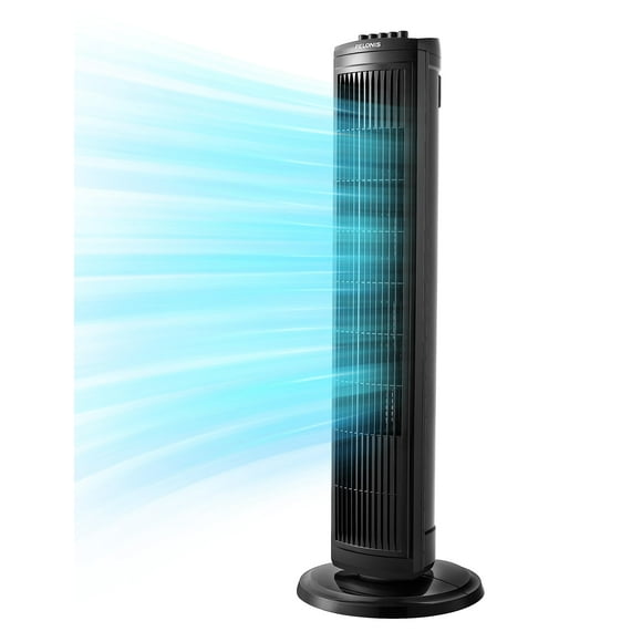 Pelonis 30 Inch Oscillating Tower Fan With 3 Speed Settings And Auto-Off Timer Standing Fan Pft28A2Bbb Black Medium