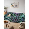 thumbnail image 6 of Coastal Teal Green Couch Cover Sofa Covers 3 Cushion Sectional Couch, Modern Ocean Mermaid Scales Washable Sofa Covers Slipcover Sectional Sofa Cover, Furniture Protector 71"x150", 6 of 9