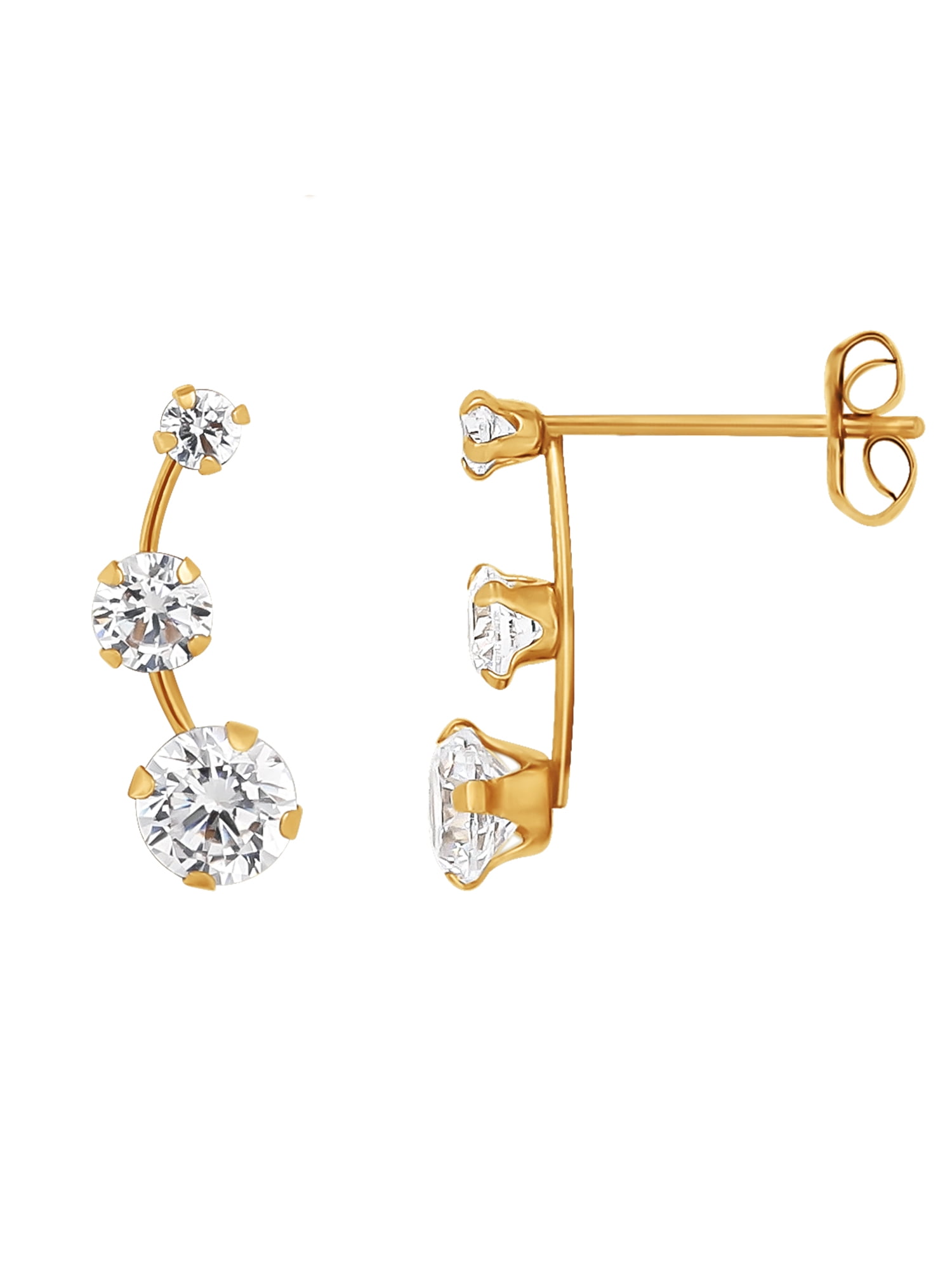 Brilliance Fine Women’s Sterling Silver Drop Earrings with Clear Cubic Zirconia, Set