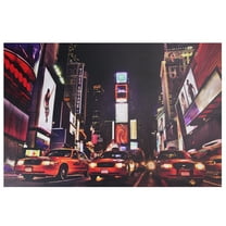 LED Lighted NYC Times Square Broadway Taxi Cabs Canvas Wall Art 15.75" x 23.5"