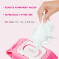 thumbnail image 3 of Ruby Kisses Makeup Remover Wipes, Daily Facial Cleanser Towelettes for Waterproof Makeup, Micellar Face Cleansing Wipes for Sensitive Skin, Hydrating & Refreshing, 35 Count (Collagen), 3 of 5