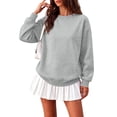 thumbnail image 2 of Lumtrix Womens Oversized Sweatshirts Fleece Solid Tops Fall Winter Crewneck Pullover Caasual Long Sleeve Shirts Gray 3XL, 2 of 4