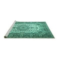 thumbnail image 2 of Ahgly Company Machine Washable Indoor Rectangle Medallion Turquoise Blue Traditional Area Rugs, 7' x 9', 2 of 4