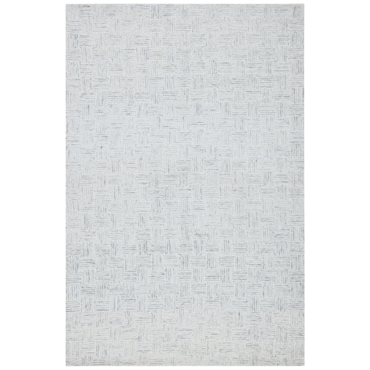 SAFAVIEH Micro-Loop Charlotte Geometric Solid Wool Area Rug, Light Grey/Ivory, 4' x 6'