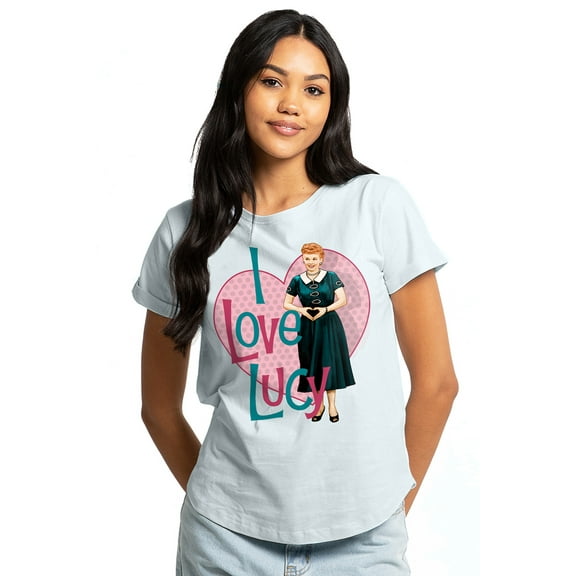 I Love Lucy Heart You Women's Graphic T-Shirt Rolled Sleeve Tee