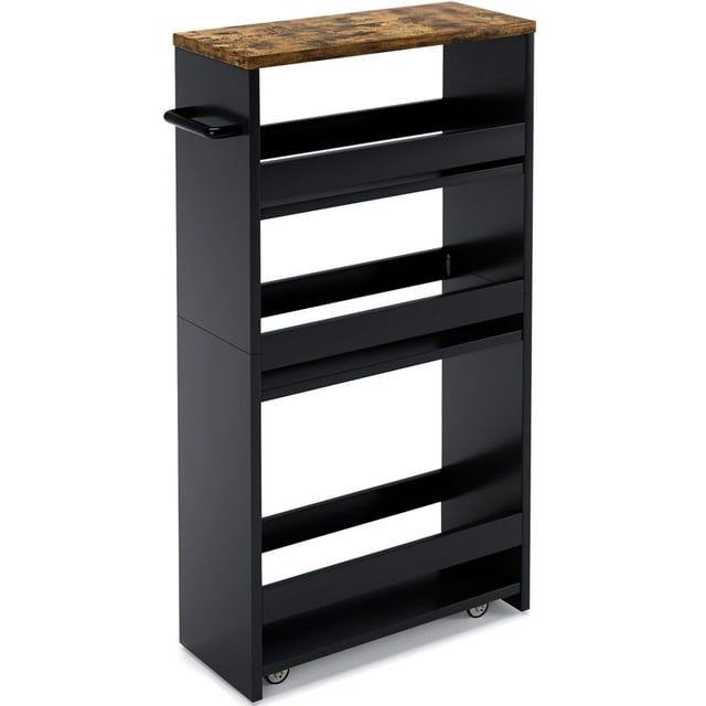 Carrito de cocina negro Rolling Storage Cart MARTY de 4 niveles