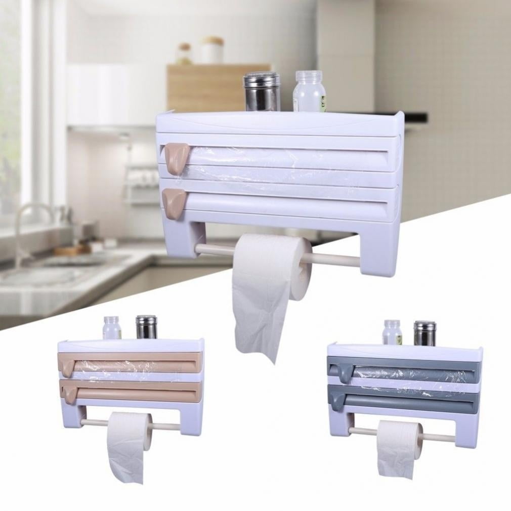 Details about / Cling Film and Kitchen Foil Dispenser Paper Towel Roll Holder Wall Mounted Rack