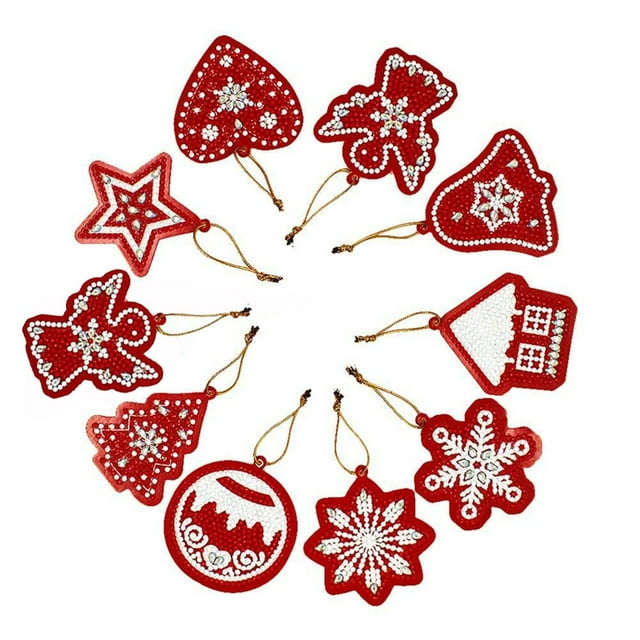 10pcs As One Set DIY Christmas Small Cards With Beads Christmas Tree Decoration DIY Kits